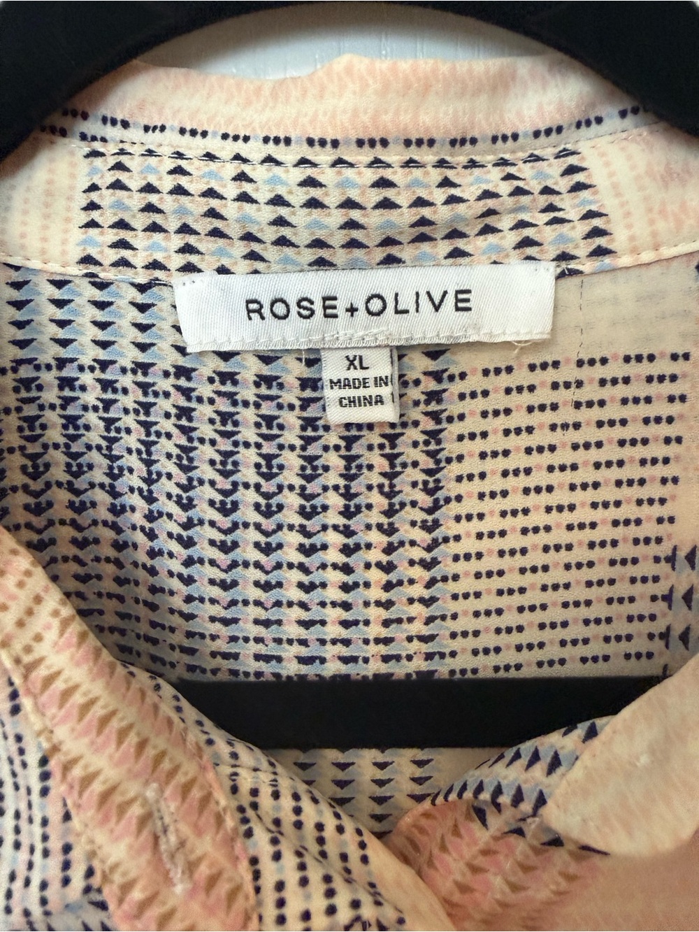 Rose & Olive Cream and Black Patterned Button-Down Blouse - Picture 3 of 9